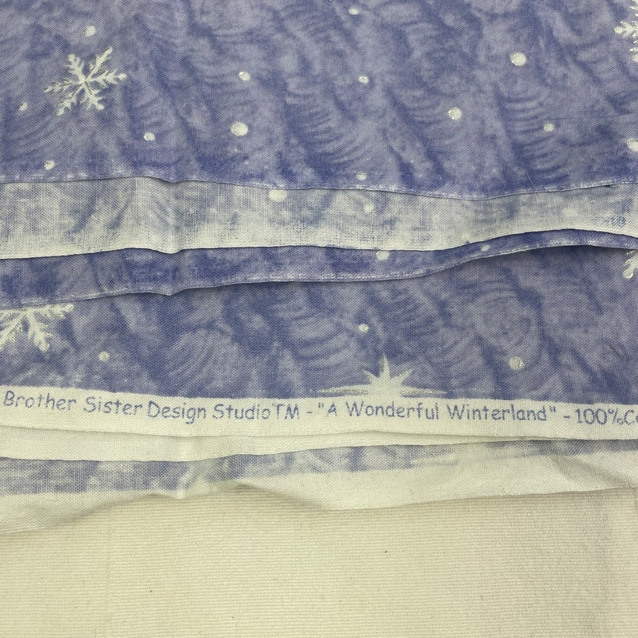 1.5yds 100% Cotton Winter Wonderland Stars Purple Craft Sewing Fabric Remnant