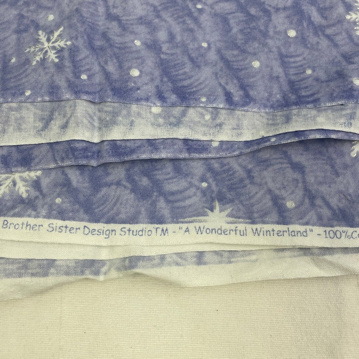 1.5yds 100% Cotton Winter Wonderland Stars Purple Craft Sewing Fabric Remnant