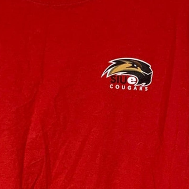 Russell Mens Large Red SIUE Cougars College Long Sleeve Crew Neck Tee Shirt