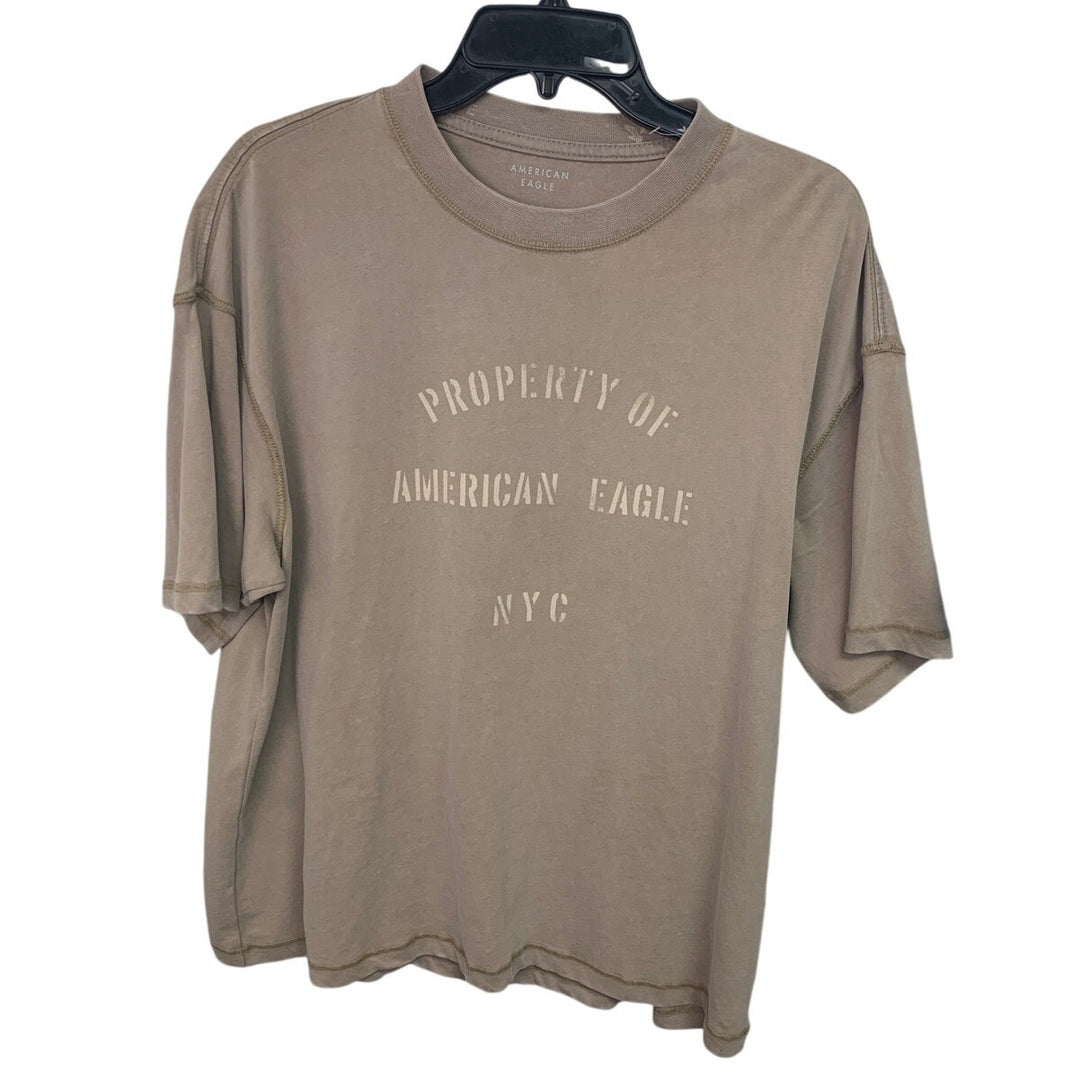 2 New American Eagle Mens Medium Property of &amp; Solid Short Sleeve Tee Shirts