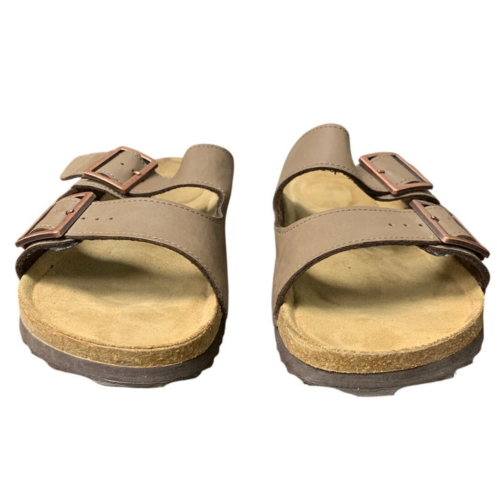 Dream Pairs Womens 8.5 Brown Faux Leather Cork Slide On Open Toe Sandal Shoes