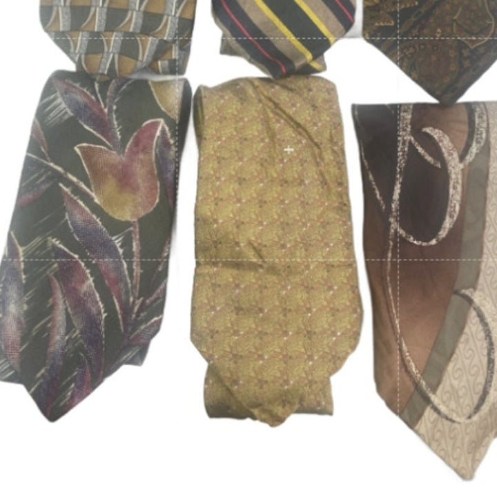 Lot of 6 Gold Brown Silver Striped Art Deco Vintage and Modern Mens Neck Ties