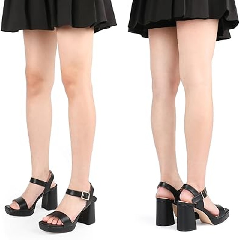 Joy In Love Women Size 11 Black Faux Leather 4" Block Heel Open Toe Sandal Shoes