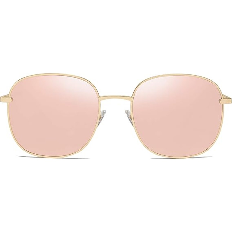New Sojos Womens Pink Mirror Lens Gold Frame UV Protection Shades Sunglasses