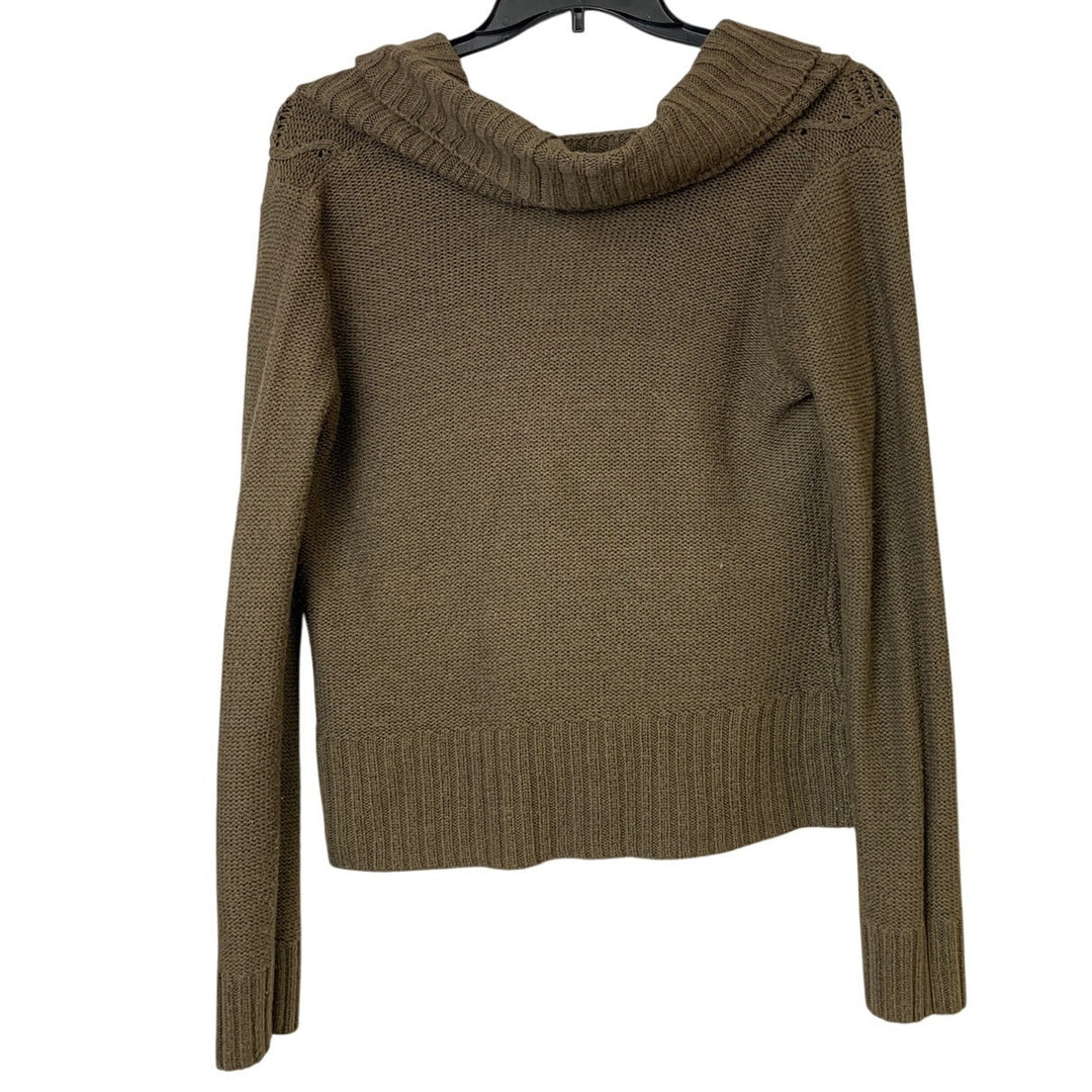Mossimo Womens XL Brown Loose Knit Cowl Lapel Button Front Cardigan Sweater euc