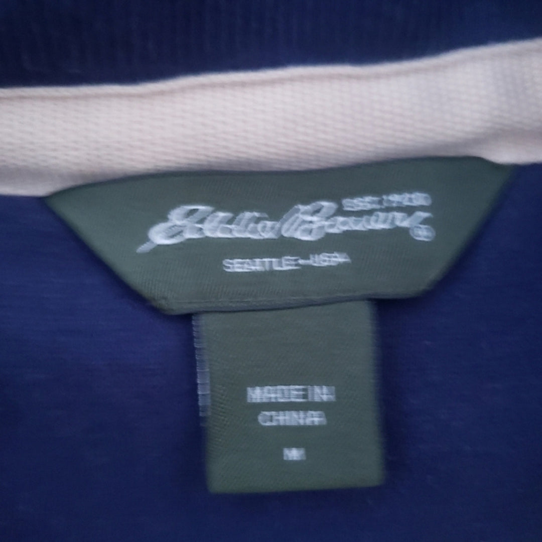 Eddie Bauer Mens Medium Navy Blue Heavy Zip Fleece Sherpa Lined Zip Up Jacket