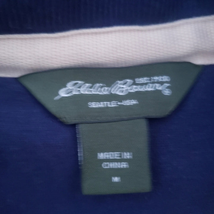 Eddie Bauer Mens Medium Navy Blue Heavy Zip Fleece Sherpa Lined Zip Up Jacket