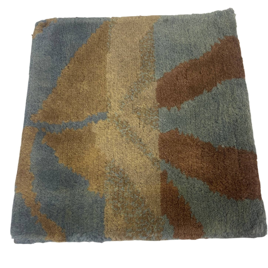 Liora Manne Karela Fern Aqua Brown 100% Wool Pile Carpet Swatch Square