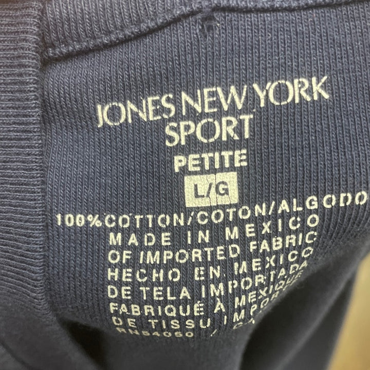 Hand Printed Upcycled Womens Navy Petite Large PL Earth Globe World Tee Shirt