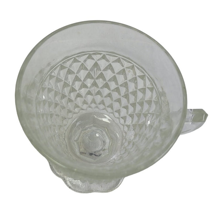 3 Vintage Cut Clear Diamond Pattern Glass Mug Plate Ashtray Mismatched Set