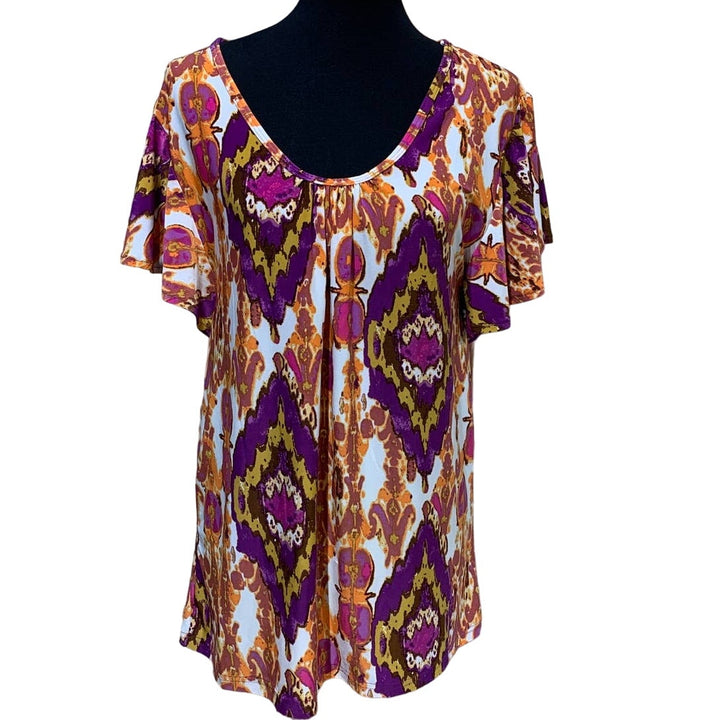 Gold Flava Womens Plus Size 18 PolyBlend Scoop Neck Ruffle Sleeve Flowy Blouse