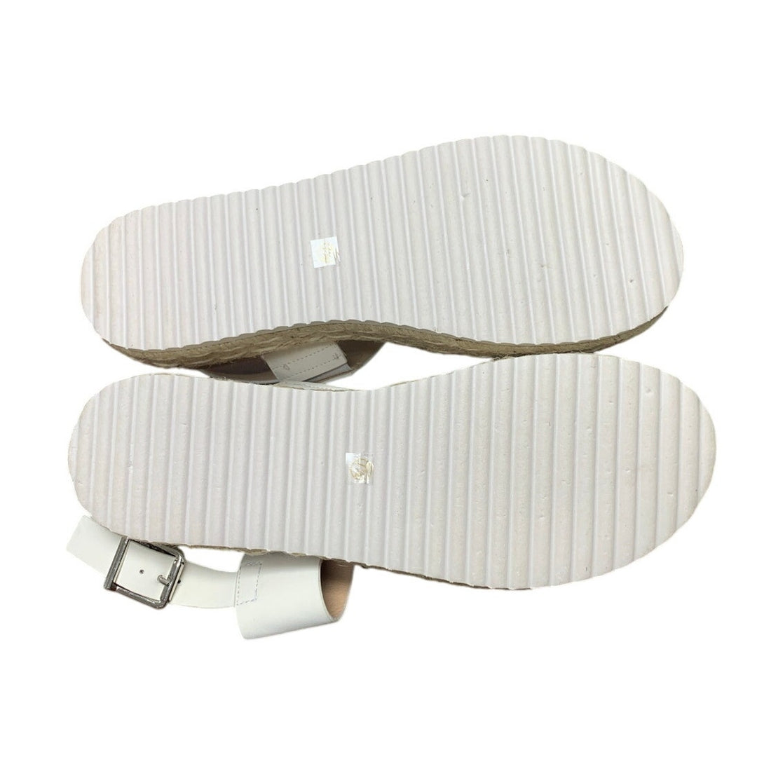 Laicigo Womens Size 7.5 White 2" Platform Sandal Open Toe Ankle Strap Shoes
