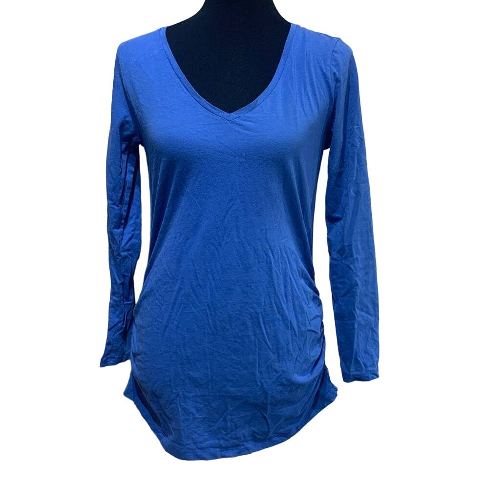 Old Navy Maternity Medium Fitted Long Sleeve Side Gathered Stretch Cotton Tee