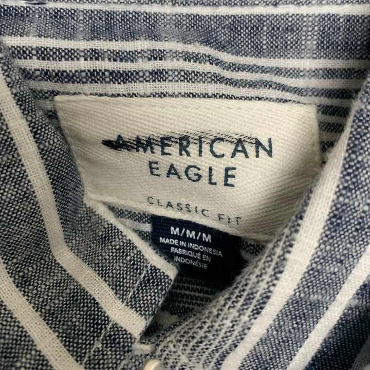 2 New American Eagle Mens Medium Striped Short Sleeve Button Up Collared Shirts