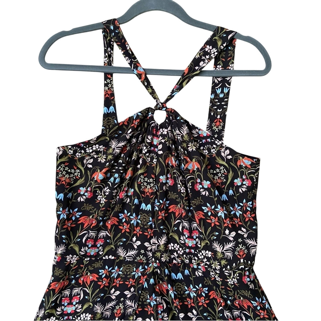 New Material Girl Juniors Large Thin Strap Floral Back Zip Maxi Overlay Romper