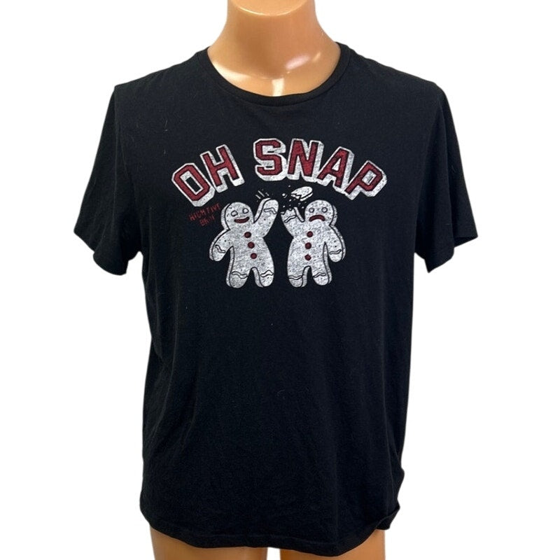 Old Navy Mens Large Oh Snap Gingerbread Men Short Sleeve Crew Neck Tee Shirt