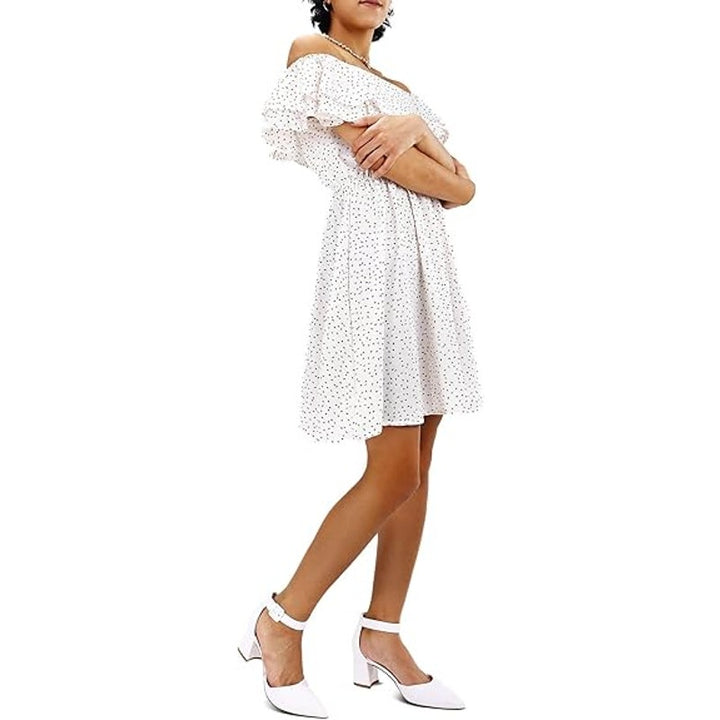 Mysoft Womens Size 10W White Faux Leather Pointy Toe 3" Heel Ankle Strap Shoes