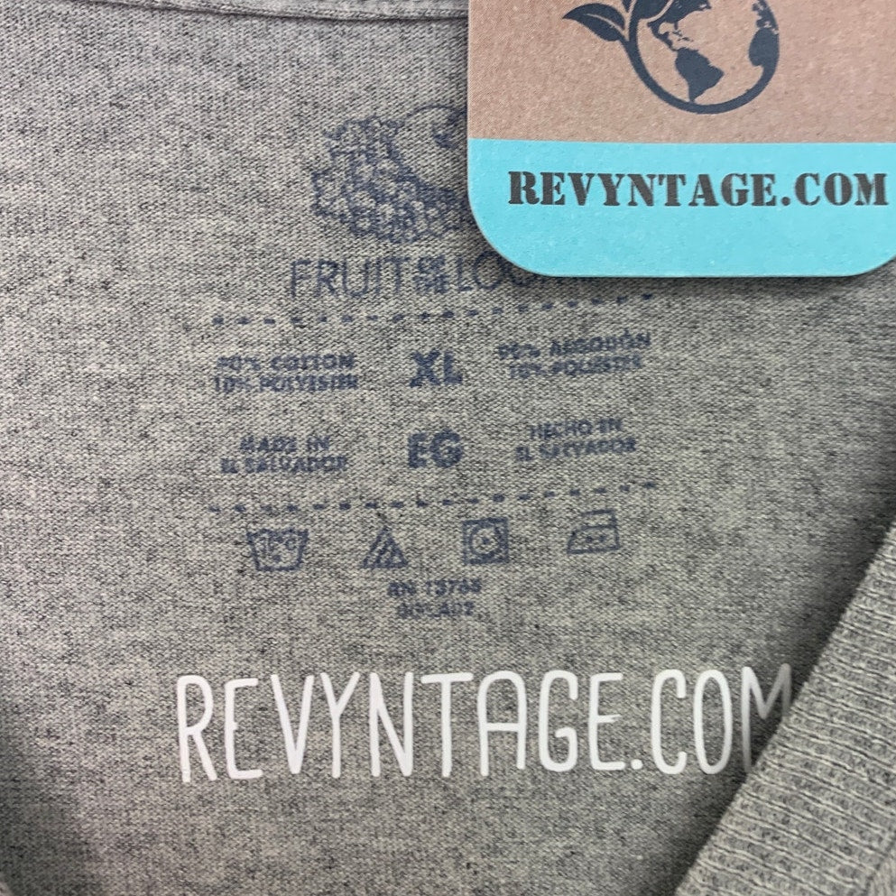 Upcycled Hand Printed Mens XL Life Is A Beach Make Some Waves Crew Neck Tee