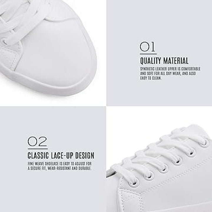 New Jabasic Womens Size 8 White Faux Leather Lace Up Platform Sneaker Shoes