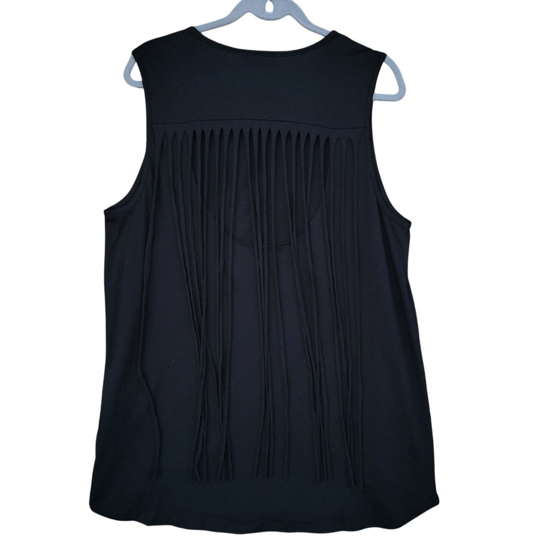 NWT New Forever 21 Plus Womens 2X Black Sleeveless Fringe Back Tank Top