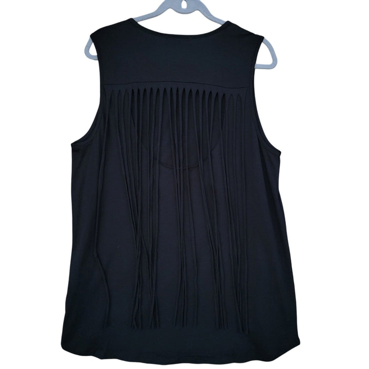 NWT New Forever 21 Plus Womens 2X Black Sleeveless Fringe Back Tank Top