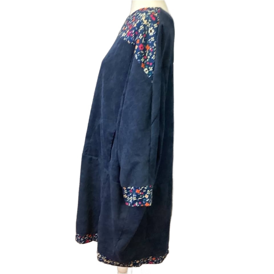 Cute Womens Plus Size 3X Long Sleeve Lightweight Corduroy Floral Midi Dress
