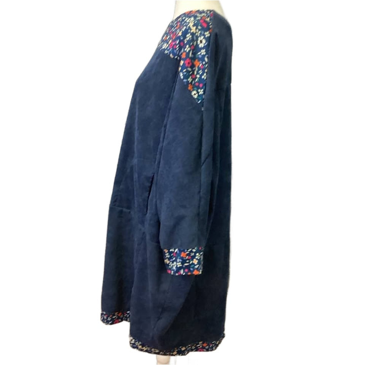Cute Womens Plus Size 3X Long Sleeve Lightweight Corduroy Floral Midi Dress