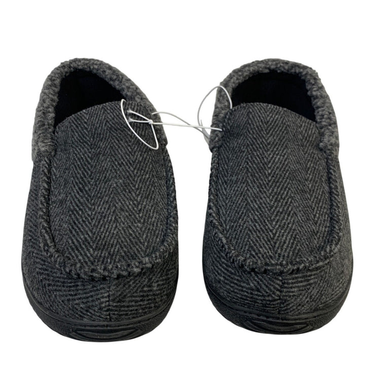 Dearfoams Mens Large 11-12 Gray Tweed Memory Foam Washable House Slippers