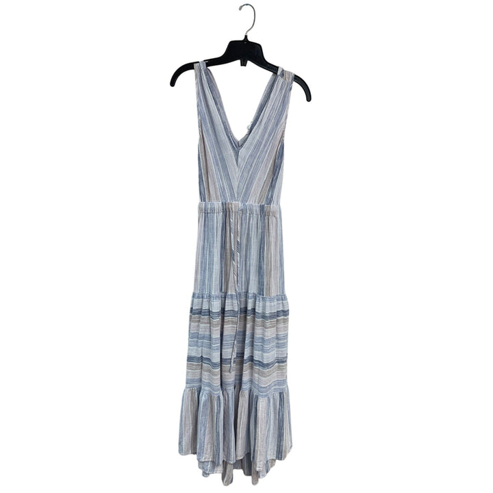 Splendid Womens Small Boho Sleeveless V Neck Striped Drawstring Waist Maxi Dress