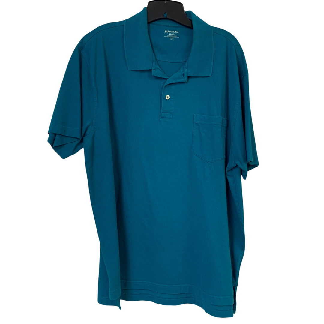 Lot of 2 St Johns Bay Club Room Mens XL Blue White Short Sleeve Polo Shirts EUC