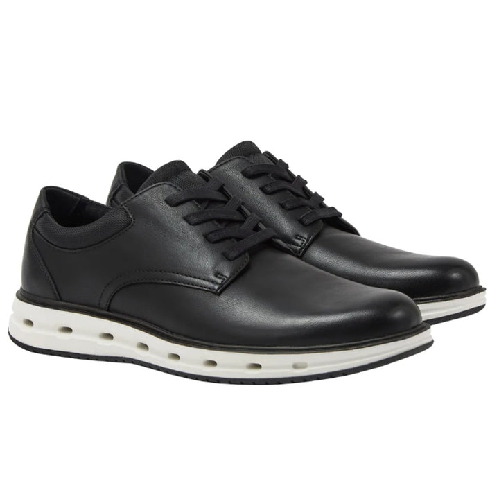 New In Box Lands End Mens Size 10 Black Faux Leather Lace Up Sport Oxford Shoes