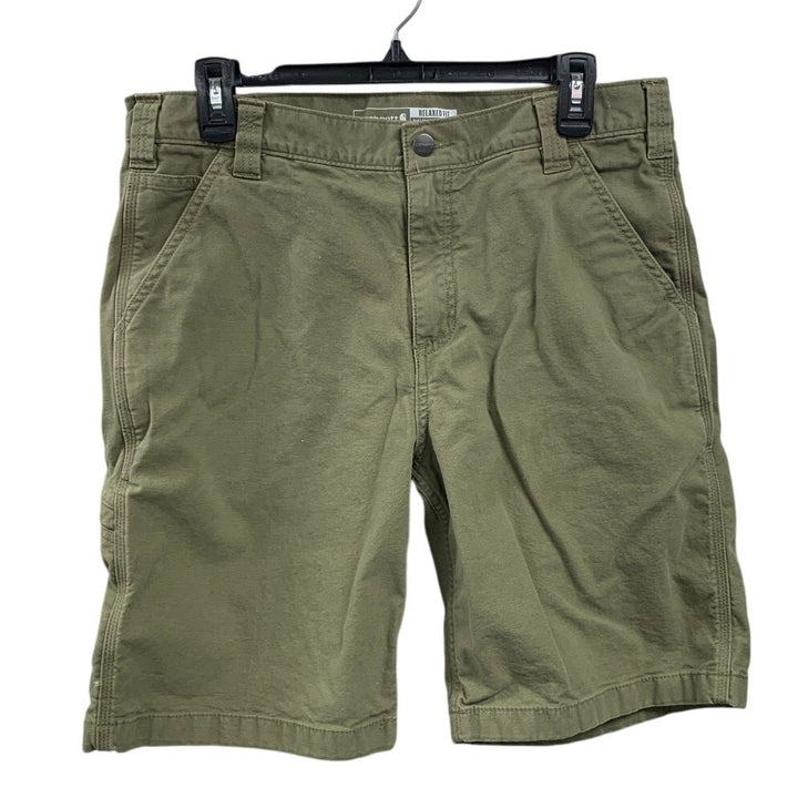 Carhartt Mens Size 33 Army Green Cotton Blend Relaxed Fit Multi Pocket Shorts