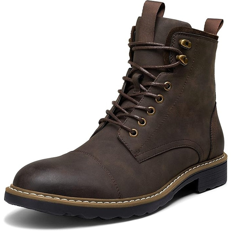 Vostey Mens Size 9.5 Rustic Brown Faux Leather Lace Up Motorcycle Chukka Boots