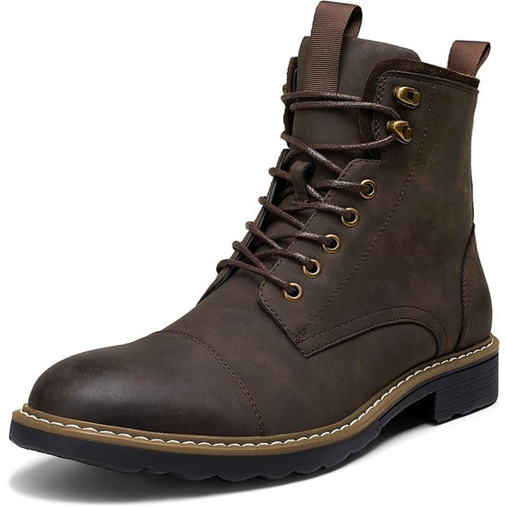Vostey Mens Size 9.5 Rustic Brown Faux Leather Lace Up Motorcycle Chukka Boots