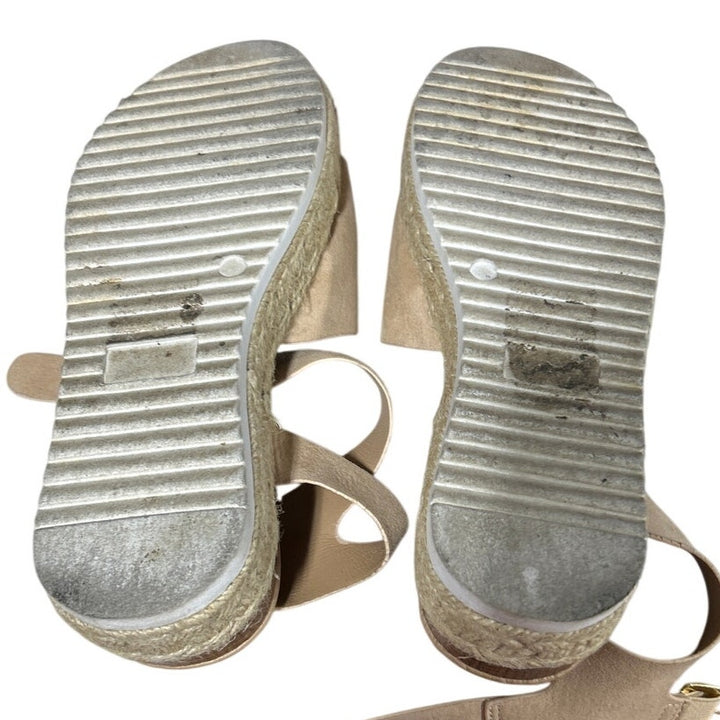 Dream Pairs Womens 7.5 Tan Faux Suede Platform Espadrille Ankle Strap Sandals