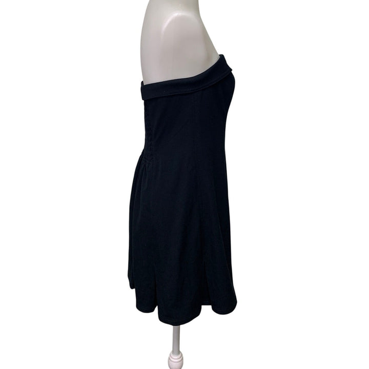 New American Eagle Womens Medium Black LBD Foldover Tube Smocked Mini Dress