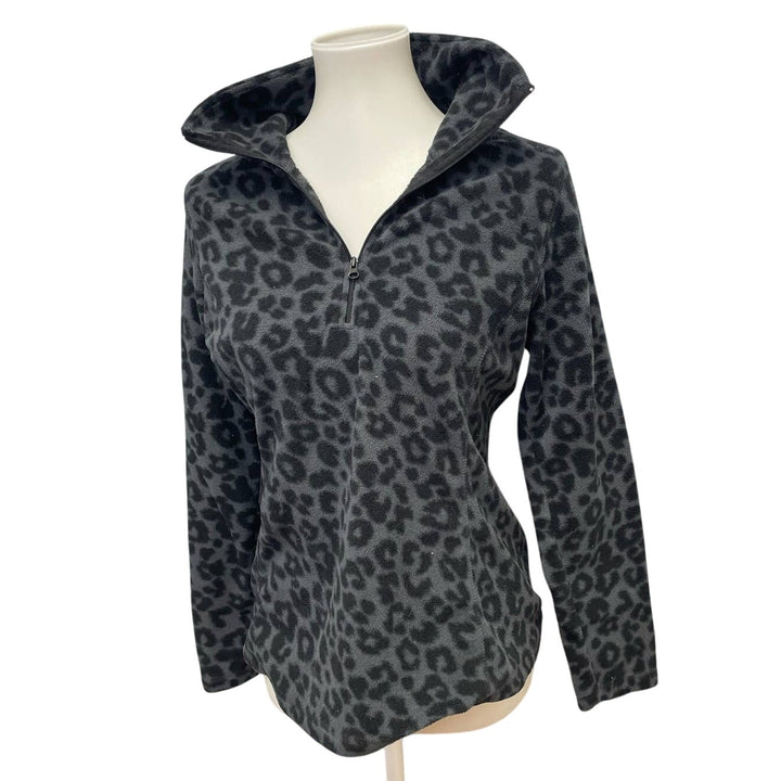 Old Navy Womens Medium Long Sleeve Leopard Spot 1/4 Zip Fleece Pullover Sweater