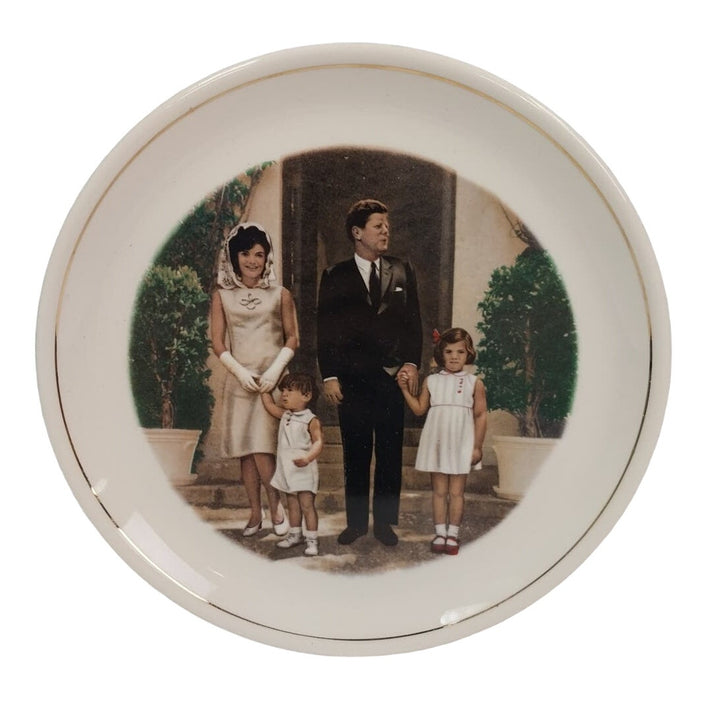 Vintage JFK Jack Jr Jackie Caroline Kennedy Round Ceramic Commemorative Plate