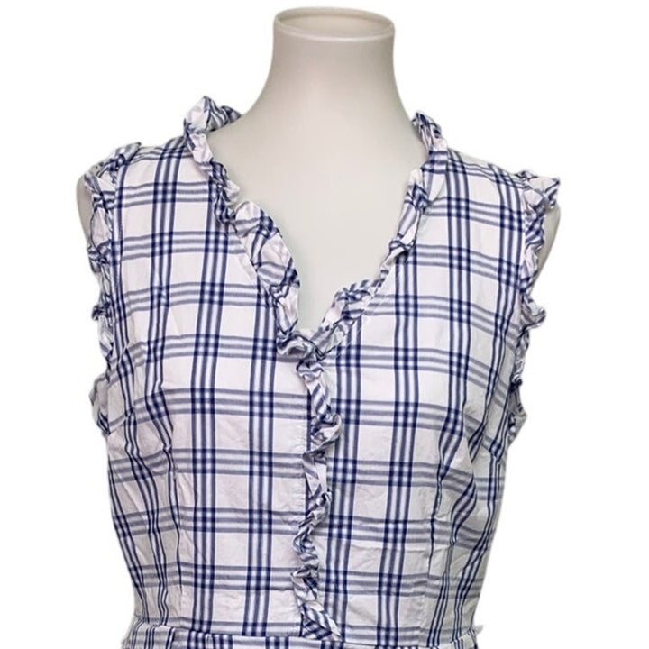 Be By Chetta B Womens Size 10 Plaid Sleeveless Ruffled Side Zip Fit Flare Dress