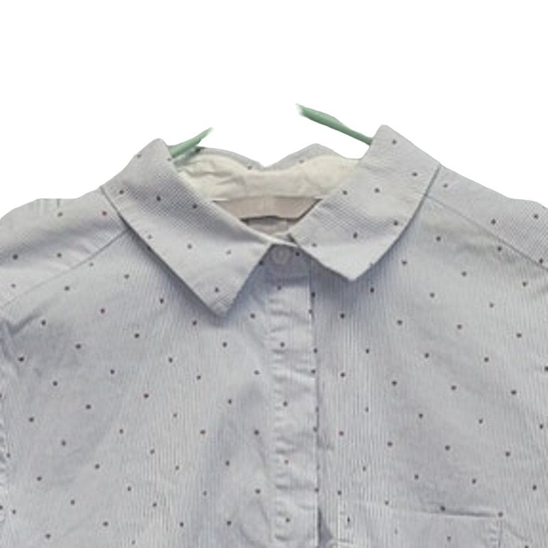 H&amp;M Womens Size 4 Stretch Cotton Pin Stripe Heart Long Sleeve Button Up Shirt