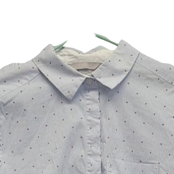H&amp;M Womens Size 4 Stretch Cotton Pin Stripe Heart Long Sleeve Button Up Shirt