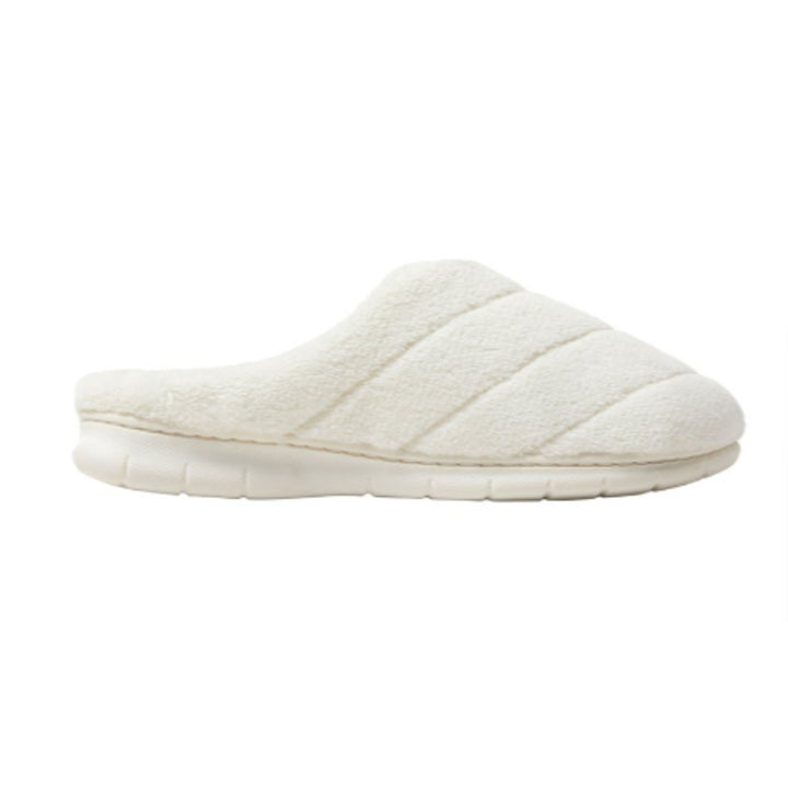 New W Box Dearfoams Women Large 9/10 Cream SlideOn Memory Foam Washable Slippers