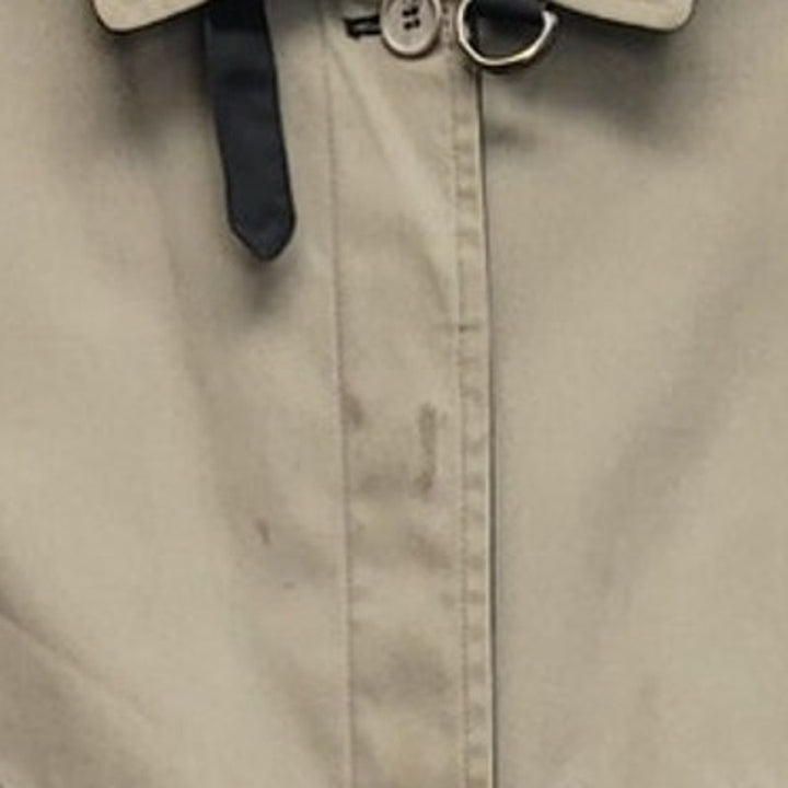 London Fog Womens 10 Petite PolyCotton Button Up Long Trench Coat w Pockets