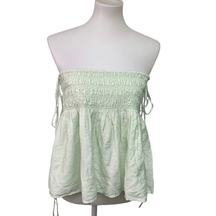 New American Eagle Womens Medium Pale Green Sleeveless Adjustable Smocked Top