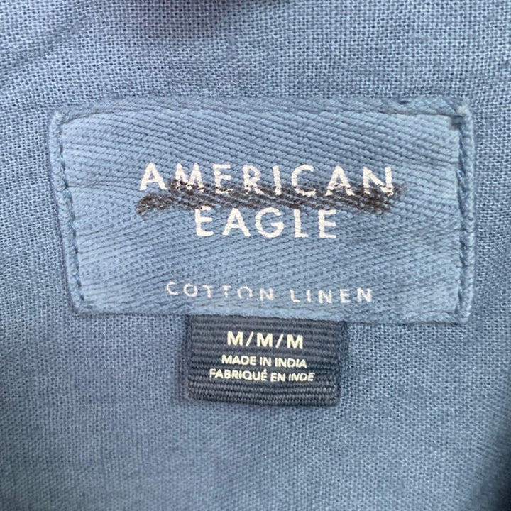 2 New American Eagle Mens Medium Blue Salmon Short Sleeve Button Up Shirts
