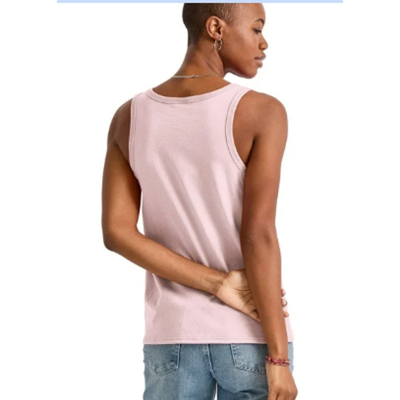 New Hanes Womens Small Essentials Solid Pale Pink 100% US Grown Cotton Tank Top