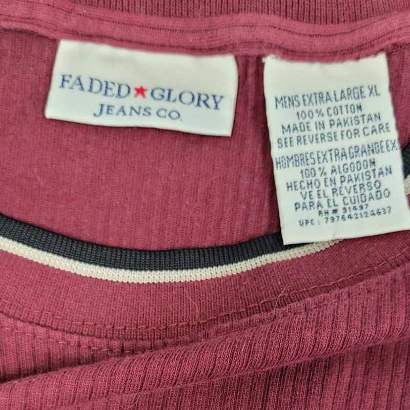 Faded Glory Mens XL 100% Cotton Short Sleeve Textured Crew Neck Tee Shirt