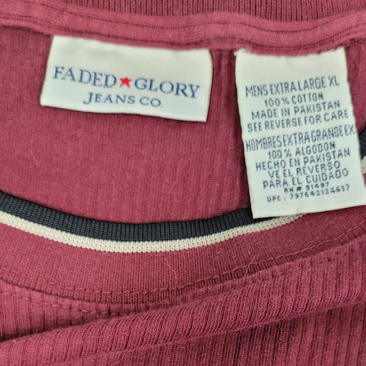 Faded Glory Mens XL 100% Cotton Short Sleeve Textured Crew Neck Tee Shirt