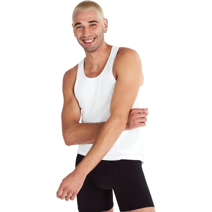 New 3 Pack Hanes Mens Large Stretch Cotton Modern Fit Tagless Stretch Tank Tops