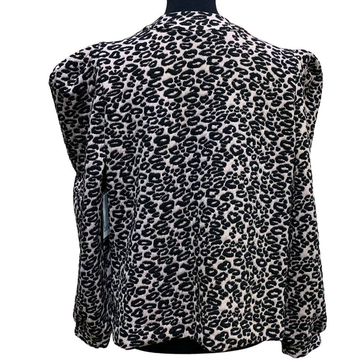 New Bar III 1X Puffy Sleeve Leopard Spot Long Sleeve Cardigan Sweater Jacket
